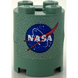 Stickered Assembly 2 x 2 x 2 with Blue, White and Red NASA Logo Pattern (Sticker) - Set 7469 - 2 Brick, Round 2 x 2 with Axle Hole