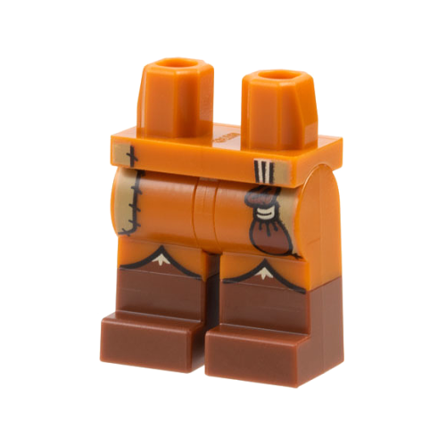 Деталь LEGO 970c00pb1683 Hips and Legs with Molded Reddish Brown Lower Legs / Boots and Printed Dark Tan Patches and Reddish Brown Pouch Pattern