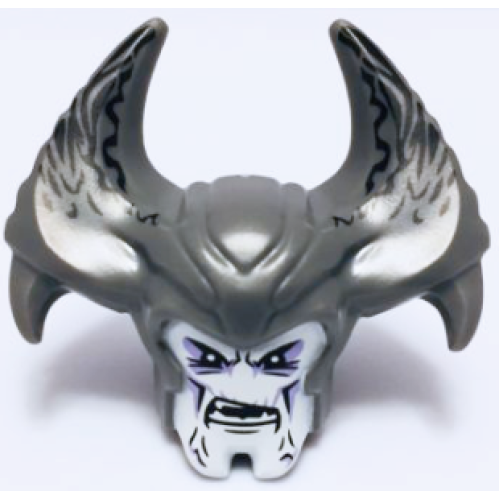 Деталь LEGO 34908pb01 Large Figure Head with Steppenwolf Pattern