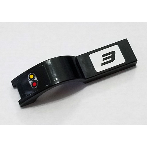 Деталь LEGO 50947pb025R Vehicle, Mudguard 1 x 4 1/2 with Taillights and Number 3 on White Background Pattern Model Right Side (Stickers) - Set 7802