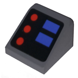 Slope 30 1 x 1 x 2/3 with Red and Blue Buttons Pattern (Sticker) - Set 10179