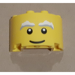 Cylinder Half 2 x 4 x 2 with 1 x 2 Cutout with White Eyebrows, Black Eyes and Smile Pattern (Santa Face) Cylinder Half 2 x 4 x 2 with 1 x 2 Cutout with White Eyebrows, Black Eyes and Smile Pattern (Santa Face)