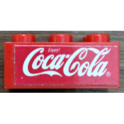 Brick 2 x 3 with White Coca-Cola Logo Pattern (Stickers) - Set 4071 Brick 2 x 3 with White Coca-Cola Logo Pattern (Stickers) - Set 4071