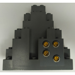 Rock Panel 3 x 8 x 7 Triangular (LURP) with 4 Yellow Circles with Bionicle Code Pattern (Sticker) - Set 8769 Rock Panel 3 x 8 x 7 Triangular (LURP) with 4 Yellow Circles with Bionicle Code Pattern (Sticker) - Set 8769