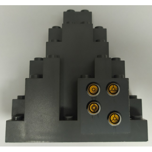 Деталь LEGO 6083pb12 Rock Panel 3 x 8 x 7 Triangular (LURP) with 4 Yellow Circles with Bionicle Code Pattern (Sticker) - Set 8769