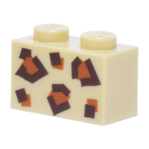 Деталь LEGO 3004pb270 Brick 1 x 2 with Dark Brown and Dark Orange Animal Print Pattern