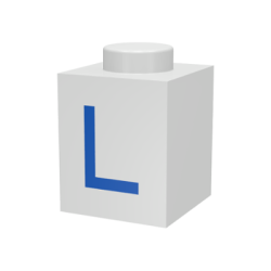 Brick 1 x 1 with Blue Capital Letter L Pattern Brick 1 x 1 with Blue Capital Letter L Pattern