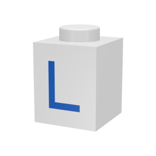 Деталь LEGO 3005ptL Brick 1 x 1 with Blue Capital Letter L Pattern