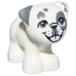 Dog, Friends Style, Pug, Standing with Black Nose, Dark Bluish Gray Ears, Eyes and Spots and Bright Pink Tongue Pattern (Juno) Dog, Friends Style, Pug, Standing with Black Nose, Dark Bluish Gray Ears, Eyes and Spots and Bright Pink Tongue Pattern (Juno)