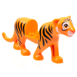 Cat, Friends Style, Large with 2 x 2 Cutout (Tiger) with Black Stripes, Coral Nose, White Eye Patches and Muzzle Pattern (Disney Rajah)