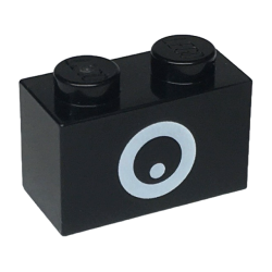 Brick 1 x 2 with White Circle and Dot Pattern (Super Mario Chain Chomp Eye) Brick 1 x 2 with White Circle and Dot Pattern (Super Mario Chain Chomp Eye)