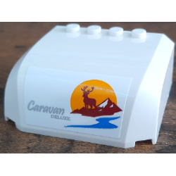 Windscreen 5 x 6 x 2 Curved Top Canopy with 4 Studs with Silver 'Caravan DELUXE', Bright Light Orange Sun, Medium Blue River, Reddish Brown Deer and Mountain Pattern (Sticker) - Set 60283 Windscreen 5 x 6 x 2 Curved Top Canopy with 4 Studs with Silver 'Caravan DELUXE', Bright Light Orange Sun, Medium Blue River, Reddish Brown Deer and Mountain Pattern (Sticker) - Set 60283