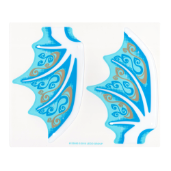 Plastic Wing Dragon with White Spines, Dark Azure and Gold Scrollwork and White Sparkles Pattern, Sheet of 2