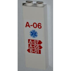 Brick, Modified 1 x 2 x 5 with Channel with 'A-06', EMT Star of Life and 3 Arrows with 'A-07', 'A-05' and 'B-01' Pattern (Sticker) - Set 4429