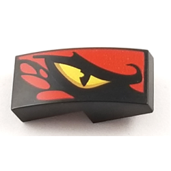 Slope, Curved 2 x 1 x 2/3 with Yellow Dragon Eye and Red Scales Pattern Model Right Side Slope, Curved 2 x 1 x 2/3 with Yellow Dragon Eye and Red Scales Pattern Model Right Side