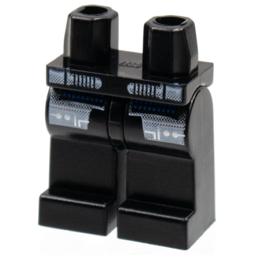 Деталь LEGO 970c00pb0034 Hips and Legs with Alpha Team Arctic Silver and Blue Circuitry Pattern