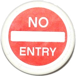 Road Sign 2 x 2 Round with Clip with Thin Font 'NO ENTRY' on Red Background Pattern (Sticker) - Sets 76041 / 76051