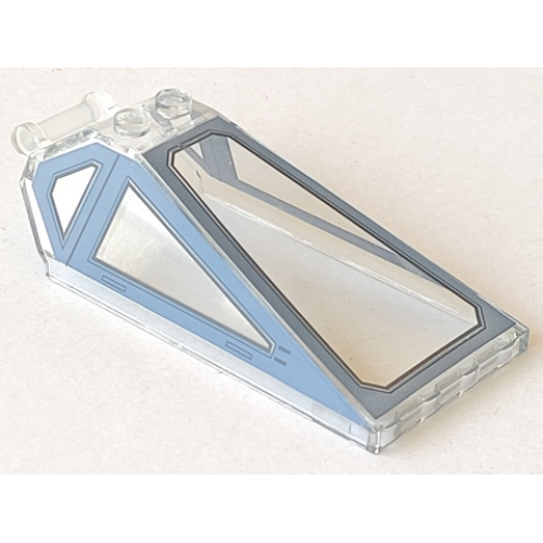 Деталь LEGO 21849pb04 Windscreen 8 x 4 x 2 with 2 Studs and Bar Handle with Sand Blue Cockpit Window Frames with Lines Pattern