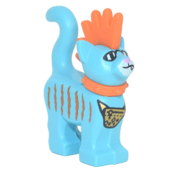 Cat, Standing with Molded Orange Spiky Mohawk and Collar and Printed Stripes, Sunglasses, and Gold Pouch Pattern (Mo) Cat, Standing with Molded Orange Spiky Mohawk and Collar and Printed Stripes, Sunglasses, and Gold Pouch Pattern (Mo)