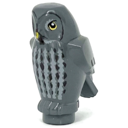 Owl, Angular Features with Yellow Beak, Yellow Eyes, and Light Bluish Gray and Dark Brown Chest Feathers Pattern (HP Errol) Owl, Angular Features with Yellow Beak, Yellow Eyes, and Light Bluish Gray and Dark Brown Chest Feathers Pattern (HP Errol)