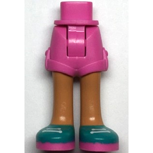 Деталь LEGO 11202c00pb16 Mini Doll Hips and Shorts Folded Hem with Nougat Legs and Dark Turquoise Shoes with Dark Pink Soles and White Laces Pattern - Thick Hinge