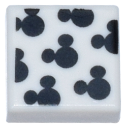 Tile 1 x 1 with Black Mickey Mouse Head Silhouettes Pattern Tile 1 x 1 with Black Mickey Mouse Head Silhouettes Pattern