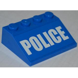 Slope 33 3 x 4 with White 'POLICE' Bold Narrow Font on Blue Background Pattern (Sticker) - Set 4205 Slope 33 3 x 4 with White 'POLICE' Bold Narrow Font on Blue Background Pattern (Sticker) - Set 4205