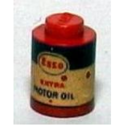 Brick, Round 1 x 1 - Solid Stud, No Bottom Lip with Esso Extra Motor Oil Pattern (Sticker) - Sets 1247-2 / 1251-2 - Red Brick, Round 1 x 1 - Solid Stud, No Bottom Lip with Esso Extra Motor Oil Pattern (Sticker) - Sets 1247-2 / 1251-2 - Red