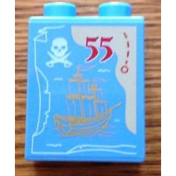 Duplo, Brick 1 x 2 x 2 with Crocodile and 55 Visit LEGOLAND Windsor Pattern