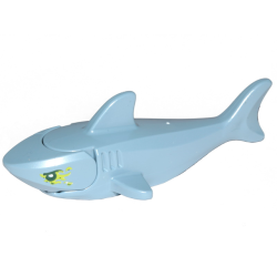 Shark with Rounded Nose and Debossed Gills with Black Eyes, Silver Pupils and Lime Slime Pattern