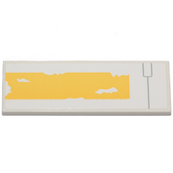 Tile 2 x 6 with Yellow Worn Stripe Pattern (Sticker) - Set 75301