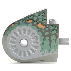 Dinosaur Body Quarter with Pins with Dark Gray, Dark Green, Medium Orange, and Sand Green Markings Spotted Pattern