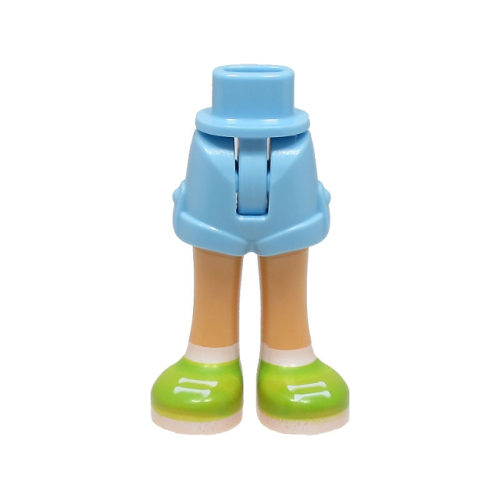 Деталь LEGO 1826cc00pb004 Mini Doll Hips and Shorts Folded Hem with Molded Medium Tan Legs and Printed Lime Shoes with White Laces, Soles and Socks Pattern - Thin Hinge