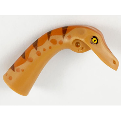 Dinosaur Head Gallimimus with Axle Hole, Dark Orange Patch on Back and Dark Brown Stripes Pattern