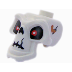 Minifigure, Head, Modified Skull with Red Eyes, Cracks, and Worm Pattern