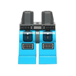 Hips and Dark Azure Legs with Belt with Silver Buckle, Dark Blue Pockets, Knee Pads Pattern Hips and Dark Azure Legs with Belt with Silver Buckle, Dark Blue Pockets, Knee Pads Pattern