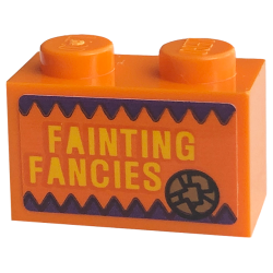 Brick 1 x 2 with 'FAINTING FANCIES' Pattern (Sticker) - Set 76422