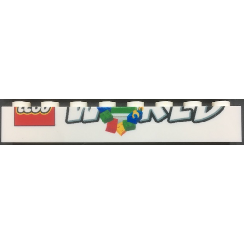 Деталь LEGO 3008pb157 Brick 1 x 8 with Bottom Half of LEGO World Pattern