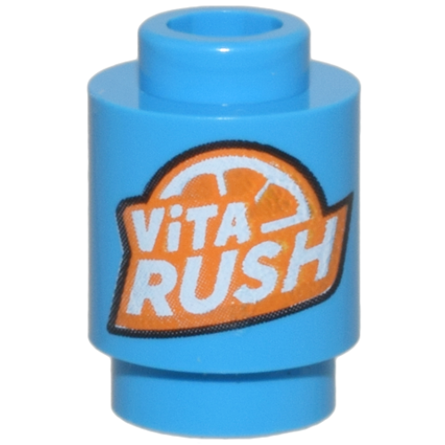Деталь LEGO 3062pb079 Brick, Round 1 x 1 with Orange and White 'ViTA RUSH' Logo Pattern