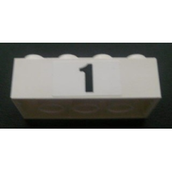 Brick 2 x 4 with Black '1' Pattern (Sticker) - Set 8672