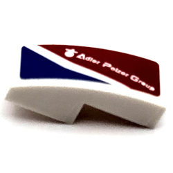 Slope, Curved 2 x 1 x 2/3 with White 'Adler Pelzer Group' and Stripe on Red and Blue Background Pattern Model Right Side (Sticker) - Set 75889 Slope, Curved 2 x 1 x 2/3 with White 'Adler Pelzer Group' and Stripe on Red and Blue Background Pattern Model Right Side (Sticker) - Set 75889