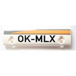 Technic, Panel Curved 11 x 3 with Black 'OK-MLX' and Dark Bluish Gray and Orange Stripes Pattern Model Left Side (Sticker) - Set 42052