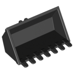 Vehicle, Digger Bucket 7 Teeth 3 x 6 with Locking 2 Finger Hinge - Black