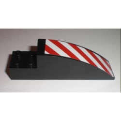 Slope, Curved 8 x 2 x 2 with 4 Recessed Studs with Red and White Danger Stripes Pattern Right (Sticker) - Set 7632 Slope, Curved 8 x 2 x 2 with 4 Recessed Studs with Red and White Danger Stripes Pattern Right (Sticker) - Set 7632