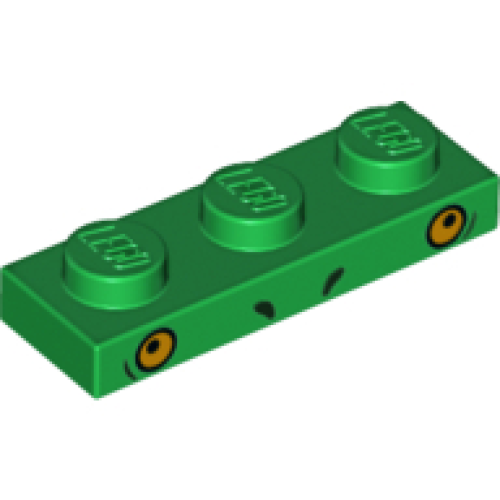 Деталь LEGO 3623pb015 Plate 1 x 3 with 2 Small Black Arcs and 2 Orange Eyeballs (Dinosaur Unikitty) Pattern