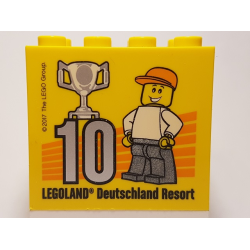 Brick 2 x 4 x 3 with Besuchsmeister 10 Silver 2017 Legoland Deutschland Resort Pattern