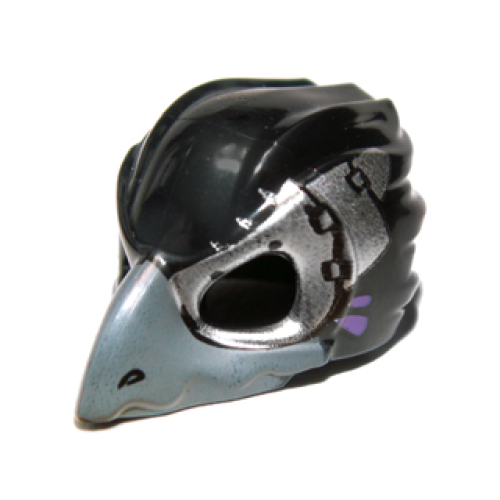 Деталь LEGO 12550pb04 Minifigure, Headgear Mask Bird (Raven) with Dark Bluish Gray Beak and Silver Eye Patch Pattern
