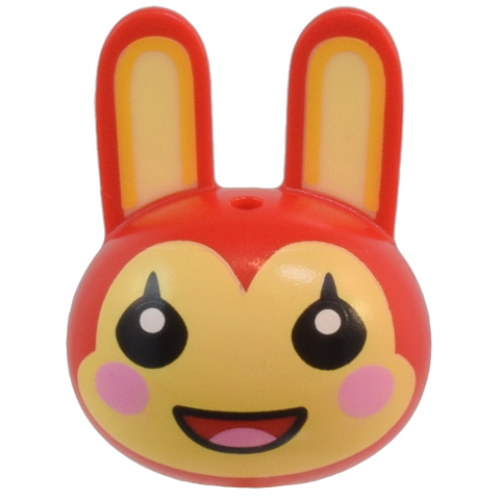 Деталь LEGO 105201pb01 Minifigure, Head, Modified Bunny / Rabbit with Molded Bright Light Yellow Inner Ears and Printed Bright Light Yellow Face with Black Eyes, Bright Pink Circles on Cheeks, and Open Mouth Smile with Tongue Pattern