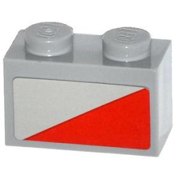 Brick 1 x 2 with Red Triangle Pattern Model Left Side (Sticker) - Set 79121