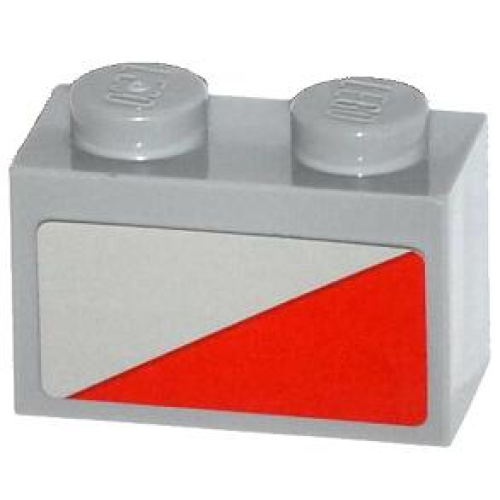 Деталь LEGO 3004pb118L Brick 1 x 2 with Red Triangle Pattern Model Left Side (Sticker) - Set 79121